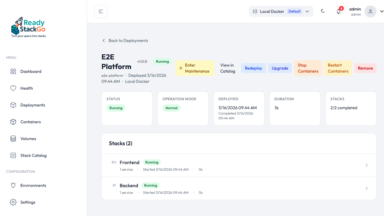 Product Deployment im Normal Mode mit Enter Maintenance Link