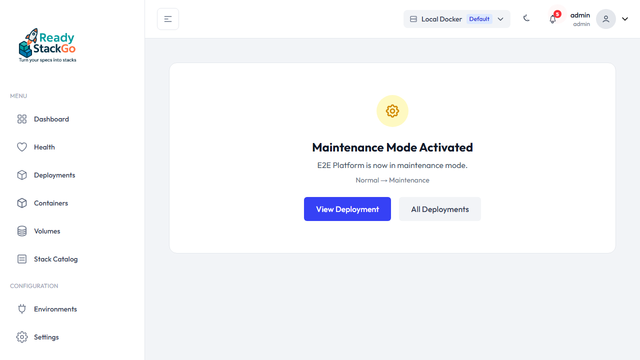 Maintenance erfolgreich aktiviert
