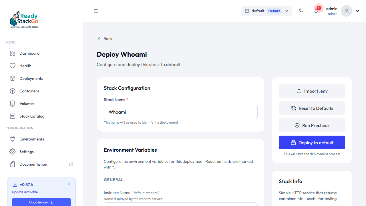 Deploy-Button aktiv ohne Precheck-Pflicht